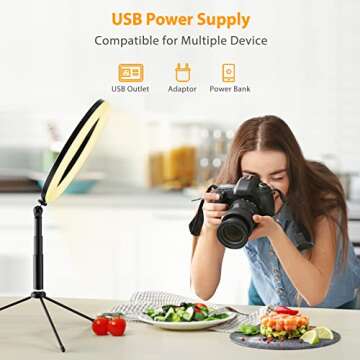 Wonew 80 Led Selfie Light with Phone Clip, LED Video Camera Light, Phone Light for Picture, 2000mAh Rechargeable Fill Light for iPad/Laptop/TikTok/Makeup/Vlog (10")