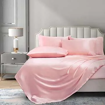 Luxury Satin Sheets Set for King Size Bed – Blush Pink