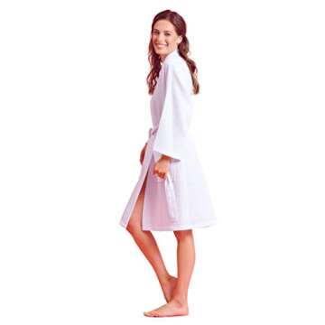 Soft Touch Linen Kimono Waffle Robe – Women’s Bath SPA Robe – Lightweight Cotton &Polyester Bl...