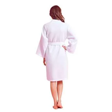 Soft Touch Linen Kimono Waffle Robe – Women’s Bath SPA Robe – Lightweight Cotton &Polyester Blend (Small, White)
