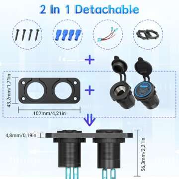 Qidoe 12V Splitter 78W USB Car Charger with Switch