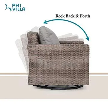 PHI VILLA Outdoor Swivel Rattan Sofa 2-Piece Set