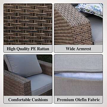 PHI VILLA Outdoor Swivel Rattan Sofa 2-Piece Set