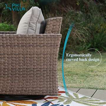 PHI VILLA Outdoor Swivel Rattan Sofa 2-Piece Set