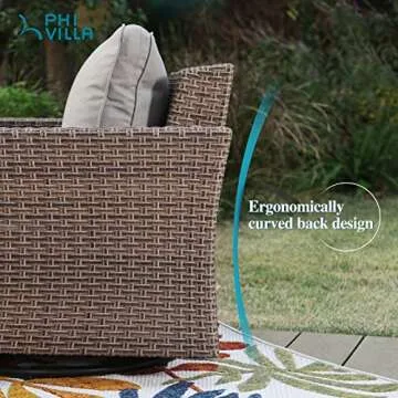 PHI VILLA Outdoor Swivel Rattan Sofa 2-Piece Set