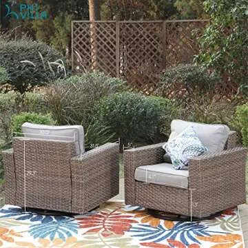 PHI VILLA Outdoor Swivel Rattan Sofa 2-Piece Set