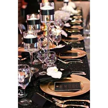SoarDream Black Sequin Tablecloth for Elegant Events