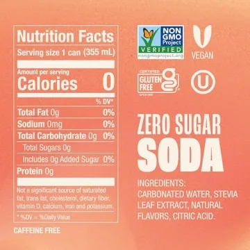 Zevia Zero Sugar Soda, Peaches and Cream, 12 oz Cans (8-Pack) – Caffeine Free, Naturally Sweetened...