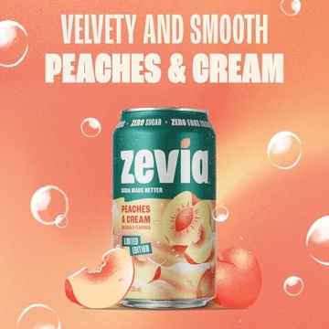 Zevia Zero Sugar Peaches & Cream Soda, 8-Pack Cans