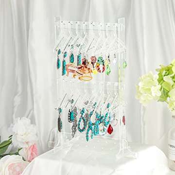 BBTO Earring Hangers Holder Organizer Mini Earring Necklace Coat Hanger Acrylic Rack Jewelry Stand E...