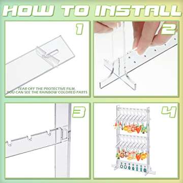 BBTO Earring Hangers Holder Organizer Mini Earring Necklace Coat Hanger Acrylic Rack Jewelry Stand Earring Display Stand for Women Ear Stud for Mother's Gift(Transparent)