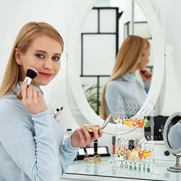 BBTO Earring Hangers Holder Organizer Mini Earring Necklace Coat Hanger Acrylic Rack Jewelry Stand Earring Display Stand for Women Ear Stud for Mother's Gift(Transparent)