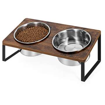 Dog Bowls Elevated, Large Raised Dog Bowl Stand for Large Medium Small Size Dogs, Non-Slip Pet Feeding Station with Stainless Steel Food Water Bowl Set