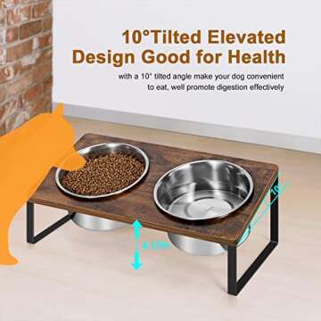 Dog Bowls Elevated, Large Raised Dog Bowl Stand for Large Medium Small Size Dogs, Non-Slip Pet Feeding Station with Stainless Steel Food Water Bowl Set