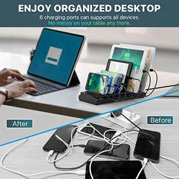 60W Powstick 6-Port USB Charging Station for Home Office
