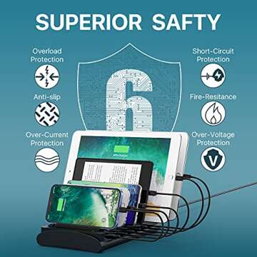 60W Powstick 6-Port USB Charging Station for Home Office