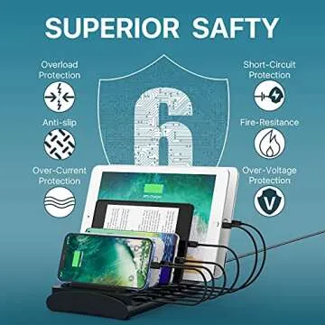 60W Powstick 6-Port USB Charging Station for Home Office