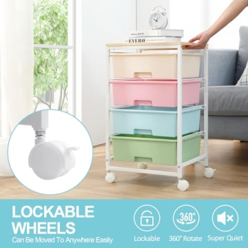 SYKIARIOL Rolling Storage Cart with 4 Drawers for All Spaces
