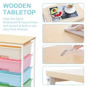 SYKIARIOL Rolling Storage Cart with 4 Drawers for All Spaces