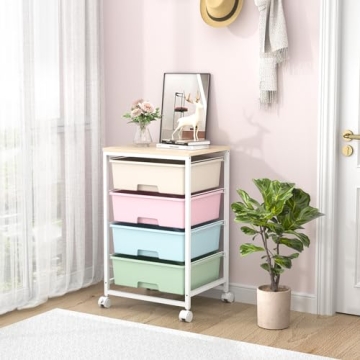 SYKIARIOL Rolling Storage Cart with 4 Drawers for All Spaces