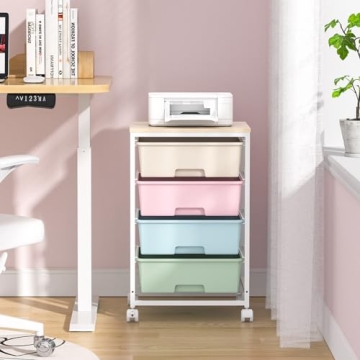 SYKIARIOL Rolling Storage Cart with 4 Drawers for All Spaces
