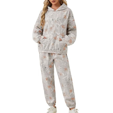 Eutten Camo Sweatsuits for Women Set 2 Piece Camo Hoodies Maple Leaf Print Oversized Sweatshirt Loun...