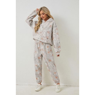 Eutten Women’s Camo Sweatsuits Cozy 2 Piece Lounge Sets