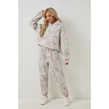 Eutten Women’s Camo Sweatsuits Cozy 2 Piece Lounge Sets