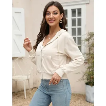Yimoon Women Cropped Zip Up Hoodie for Stylish Comfort