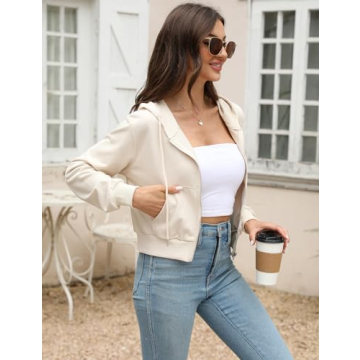 Yimoon Women Cropped Zip Up Hoodie for Stylish Comfort