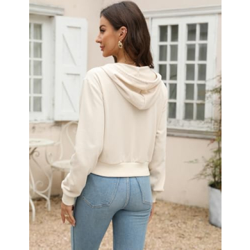 Yimoon Women Cropped Zip Up Hoodie for Stylish Comfort