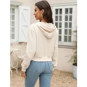 Yimoon Women Cropped Zip Up Hoodie for Stylish Comfort