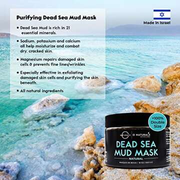 O NATURALS Psoriasis Dead Sea 18oz Mud Mask for Face & Body Scalp All Natural Organic Best for Psori...