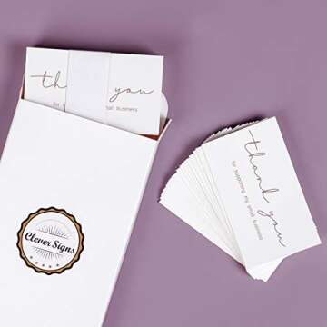CLEVER SIGNS 200 Thank You For Supporting My Small Business Cards, Elegant and Professional Design, ...