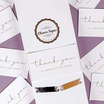 CLEVER SIGNS 200 Thank You For Supporting My Small Business Cards, Elegant and Professional Design, 2" x 3.5", Recommended for Online Retailers, Small Business Owners and Local Stores
