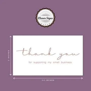 CLEVER SIGNS 200 Thank You For Supporting My Small Business Cards, Elegant and Professional Design, 2" x 3.5", Recommended for Online Retailers, Small Business Owners and Local Stores