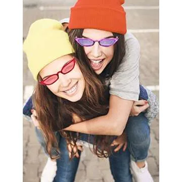 Zhanmai Retro Small Cat Eye Sunglasses Vintage Square Shade Women Cute Skinny Cat Eye Eyewear (7 Pairs)