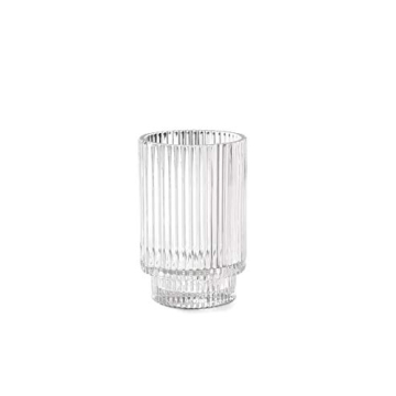 Elegant Clear Ribbed Glass Votive Holder for Weddings & Home Decor, 5" Tall