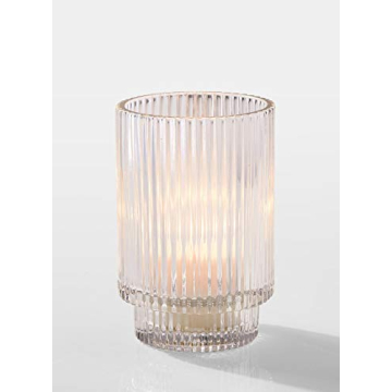 Clear Ribbed Glass Votive Holder for Elegant Weddings & Home Decor