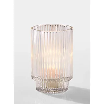 Clear Ribbed Glass Votive Holder for Elegant Weddings & Home Decor