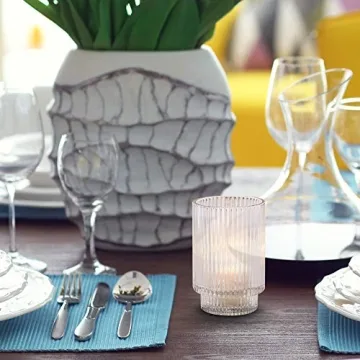 Clear Ribbed Glass Votive Holder for Elegant Weddings & Home Decor