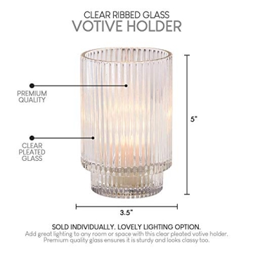 Clear Ribbed Glass Votive Holder for Elegant Weddings & Home Decor