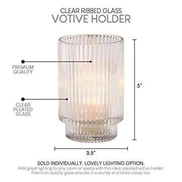 Clear Ribbed Glass Votive Holder for Elegant Weddings & Home Decor