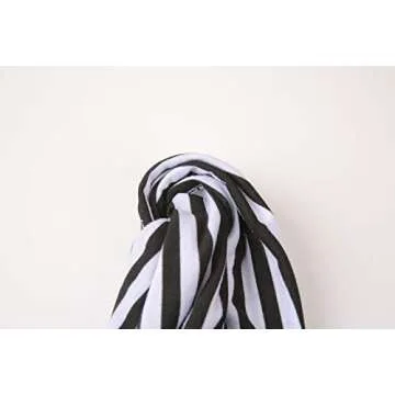 Cotton Striped Beanie Turban Chemo Hat Head Wrap Cap Headwear for Cancer Patients (Black/White)