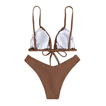 SweatyRocks Women's Stylish 2 Piece Tie Front Bikini Set