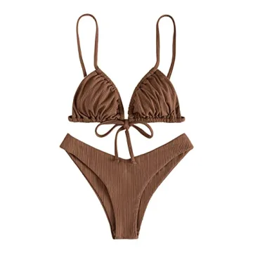 SweatyRocks Women's Stylish 2 Piece Tie Front Bikini Set
