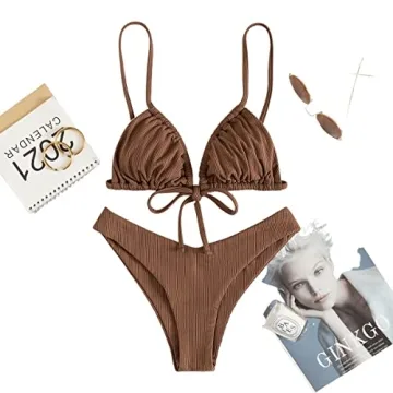 SweatyRocks Women's Stylish 2 Piece Tie Front Bikini Set