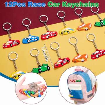 KELENO 98 Pcs Race Car Party Favors Racecar Birthday Supplies Straw Bubble Slap Band Sticker Racing Toy Gift Boy Girl Goodie Bag Stuffer Cars Party Favors for Kids 3-5 4-8