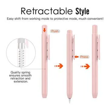 MoKo Holder Case for Apple Pencil 1st Generation, Retractable Apple Pencil 1st Case Protective iPad Pencil Sleeve Skin Cover with Sturdy Clip, Pink