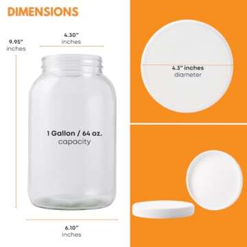 FastRack 1 Gallon Glass Widemouth Jar, 1 Count (Pack of 1), Clear
